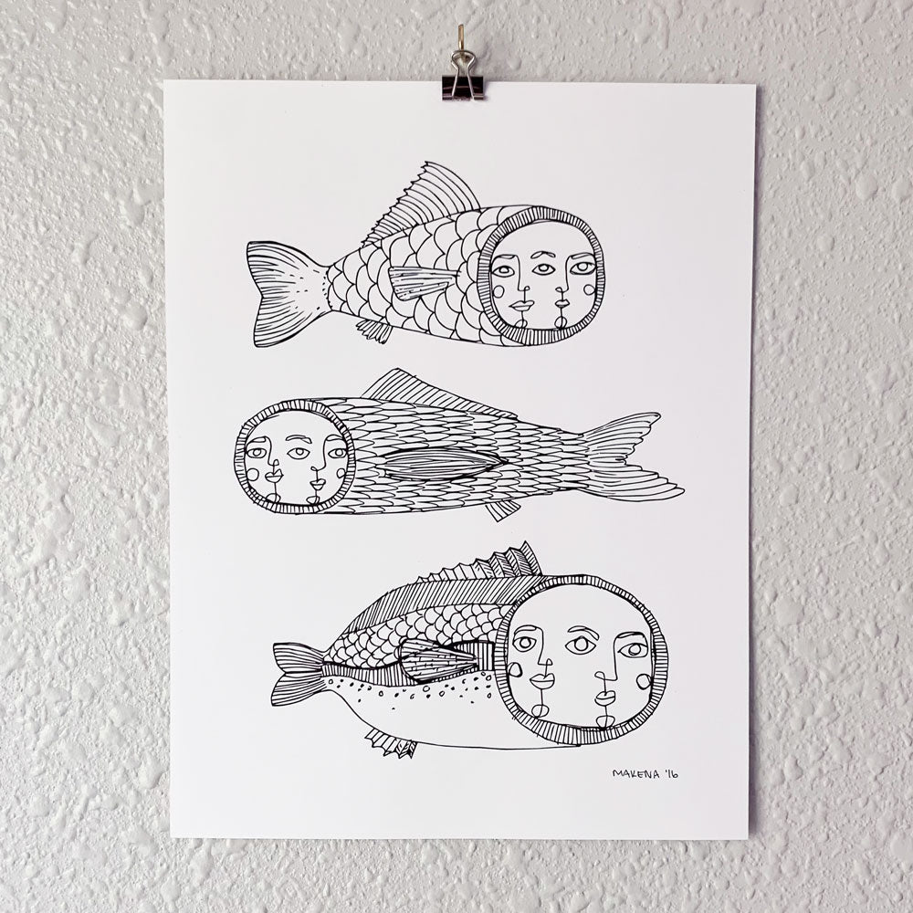 Three Fish Print from Osseous Design